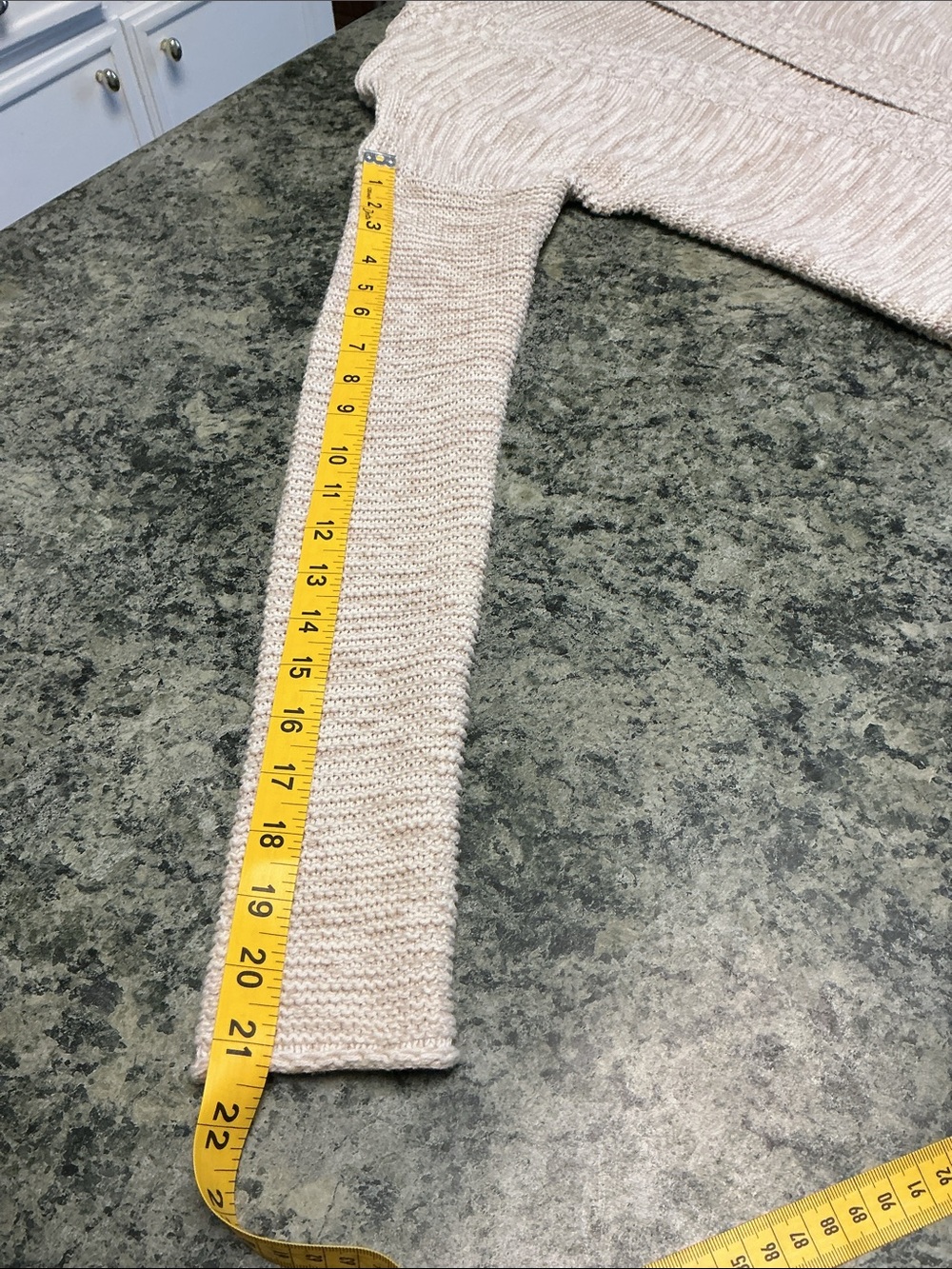 Express Light Beige Open-Front Ribbed Cardigan - Picture 7 of 10